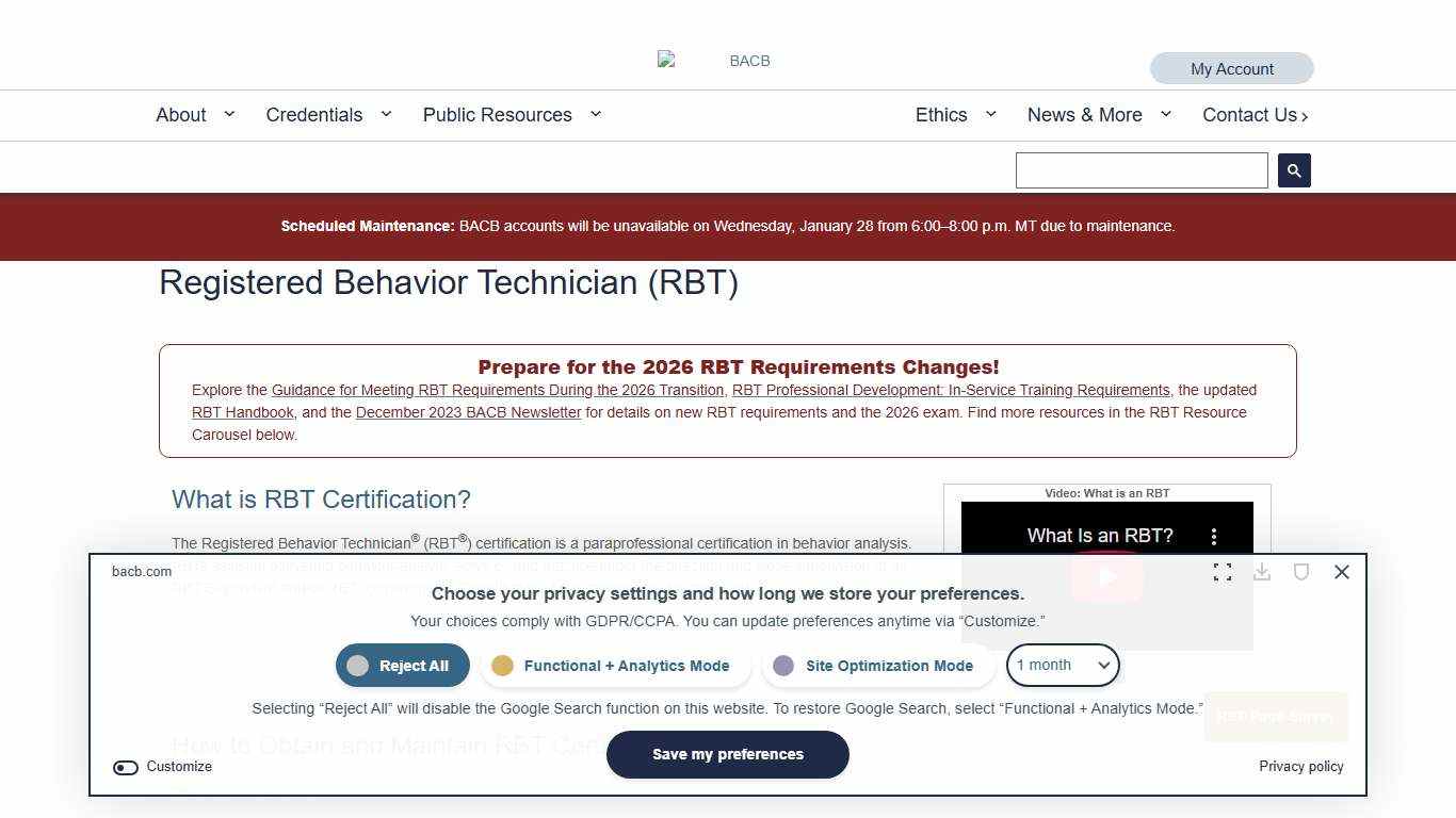 Registered Behavior Technician (RBT) - BACB